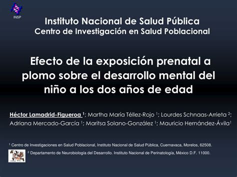 Pdf Efecto De La Exposici N Prenatal A Plomo Sobre El Desarrollo