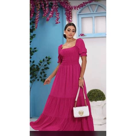 Vestido Longo Duna Pipoca Shopee Brasil