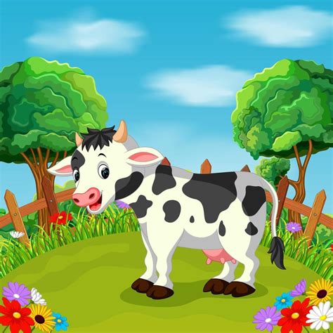 Cartoon happy cow smile in the farm 8665462 Vector Art at Vecteezy