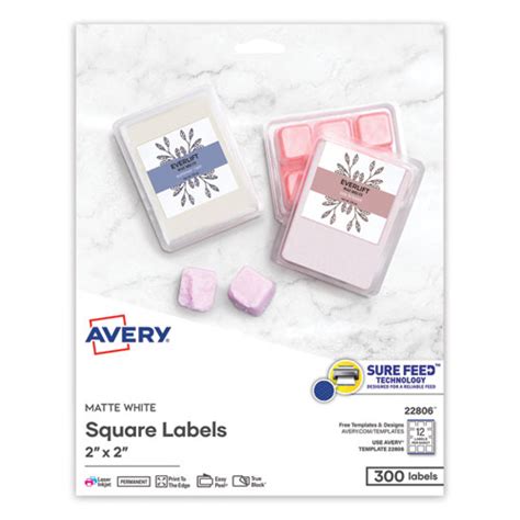 Avery Square Labels With Sure Feed And TrueBlock 2 X 2 White 300