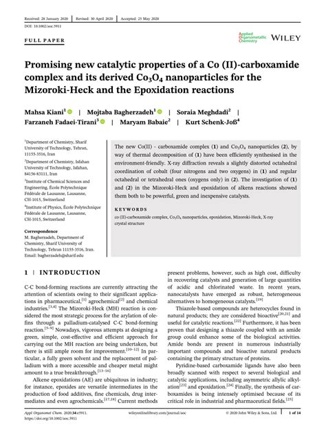 Promising New Catalytic Properties Of A Co II Carboxamide Complex And