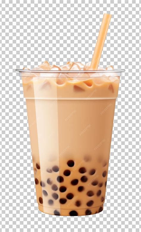 premium psd boba milk tea isolated  transparent background