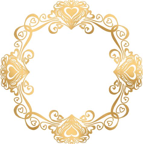 Golden Round Frame Transparent Png Png Mart