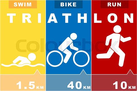 run swim bike icons symbolizing triathlon Vector illustration | Stock ...