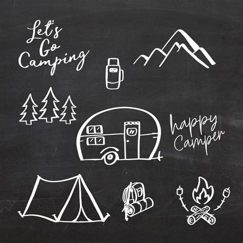 Camping Clip Art Hand Drawn Outdoors Camping Graphics 27 - Etsy