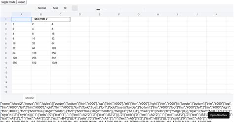 X Spreadsheet React Codesandbox