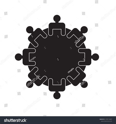 People Around Round Table Icon Vector Stock Vector Royalty Free