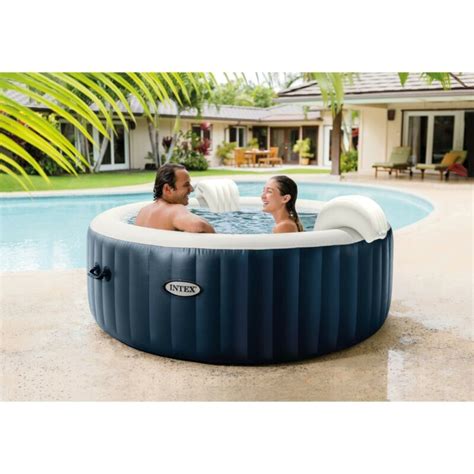 Intex Purespa Plus Person Portable Inflatable Hot Tub Bubble Jet Spa Navy Blue For Sale From