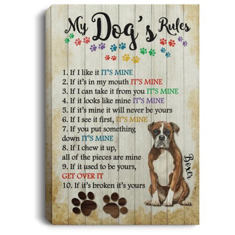 Funny Boxer Saying Gift Ideas | My Boxer Dog's Rules Funny Saying It's ...