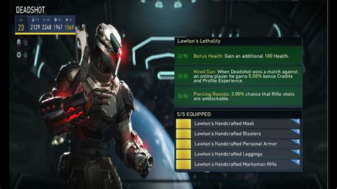 Injustice 2 Deadshot Lawton S Lethality Epic Gear Set Full Loadout Gameplay Youtube
