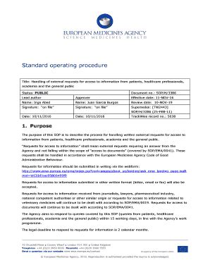 Fillable Online Ema Europa Title Handling Of External Requests For