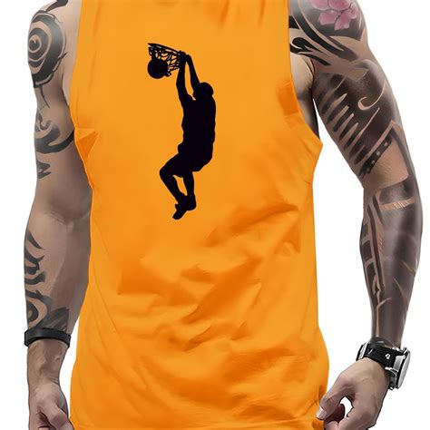 Mens Casual Trendy Basketball Player Graphic Print Sleeveless Tank