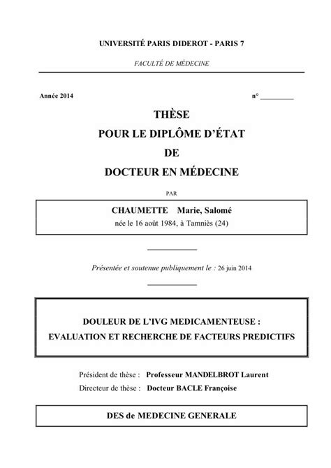 Pdf Th Se Pour Le Dipl Me D Tat De Docteur Douleur De Livg