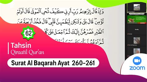 Tahsin Qiraatil Quran Surah Al Baqarah Ayat 260 261 Bersama