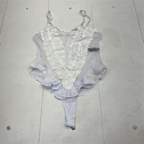 Rslove White Lace Embroidered Mesh Body Suit Lingerie Womens Size X Large New Ebay