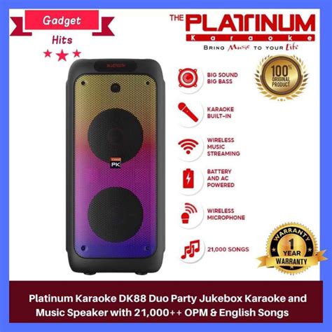 Platinum Karaoke Dk88 Duo Party Jukebox Karaoke And Music Speaker With