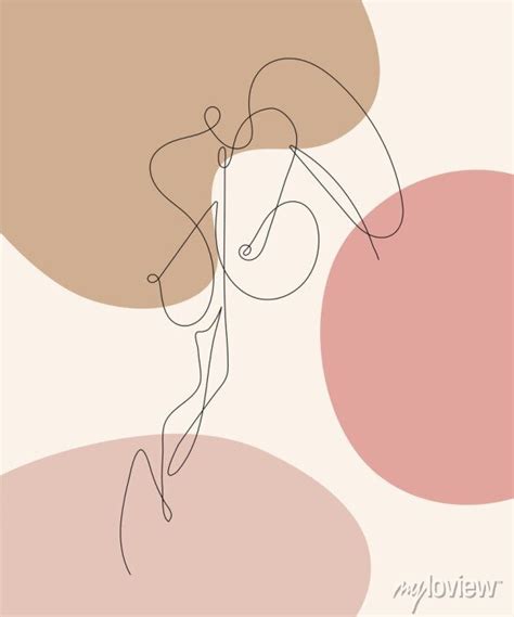 Nude Woman Face Abstract Silhouette Continuous Line Drawing Posters