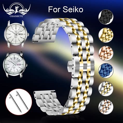 Pulseira De Rel Gio De A O Inoxid Vel Para Seiko Mm Mm Trava