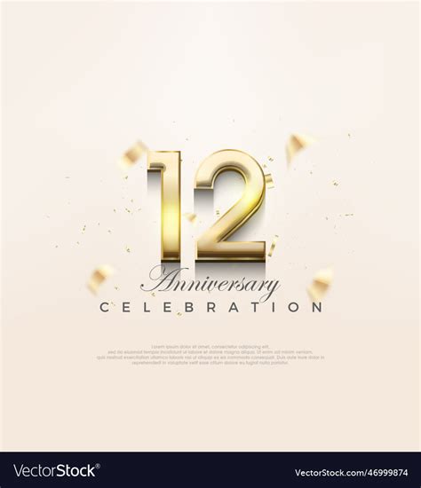 Modern gold 12th anniversary premium design Vector Image