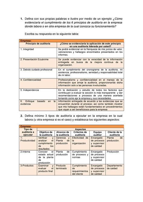 Aa Ev Informe Ejecutivo Defina Con Sus Propias Palabras E