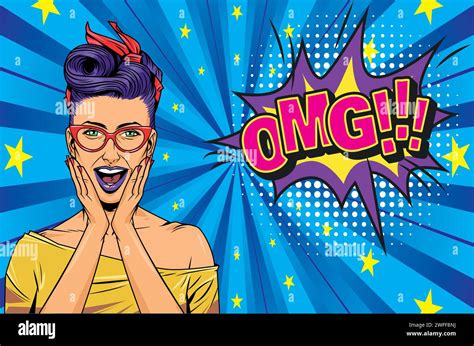 Beautiful Woman Wow Pop Art Style Vector Image Stock Vector Image Art