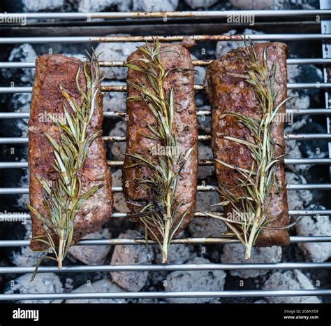 Rosemary lamb steaks with garlic Stock Photo - Alamy