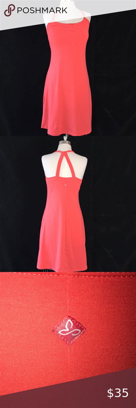 Prana Summer Halter Top Dress Built In Bra Sz M Halter Top Dresses