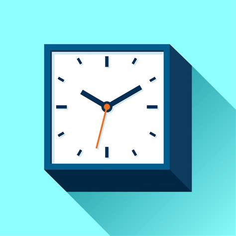 Icono De Reloj En Estilo Plano Temporizador Cuadrado Sobre Fondo Azul