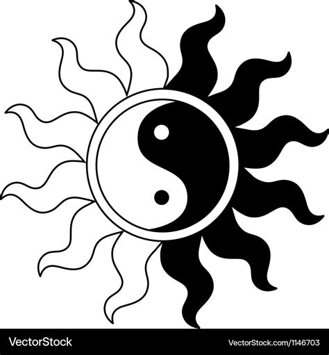 Ying Yang Symbol In Sun Royalty Free Vector Image