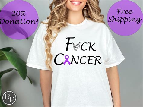 Lavender Ribbon Shirt Cancer Fuck Cancer T Shirt Lavender Tshirt Etsy