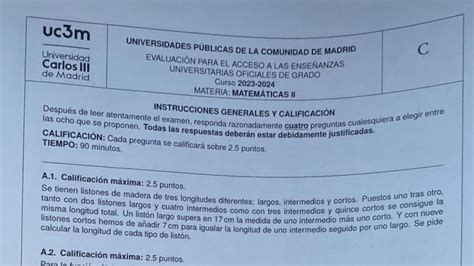 Polémica en la EvAU 2024 de Madrid con el examen de Matemáticas II En