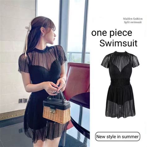 The New Lace Fashion Sexy Cover Belly Thin Conjoined Swimsuit Bikini Puff Sleeve One Piece