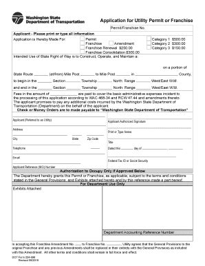 Fillable Online Wsdot Wa Application For Utility Permit Or Franchise