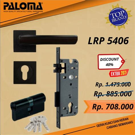 Jual PALOMA LRP 5406 Satu Set Gagang Pintu Black Handle Pintu MATTE