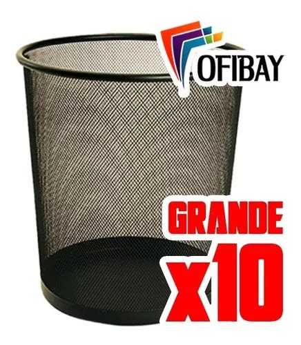 Cesto Oficina Tacho Basura Malla Metal Grande X 10 Und OFIBAY