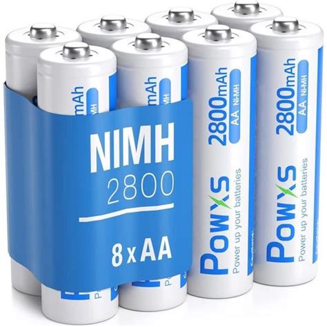 Lot De 8 Piles Rechargeables Aa 2800 Mah Haute Capacité 1 2 V Aa Ni Mh