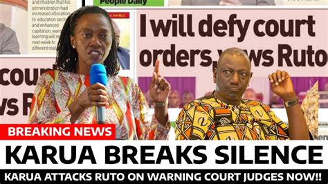 JUST IN MARTHA KARUA AVUNJA UKIMYA AMVAMIA RUTO Dhidi Ya KUTISHIA