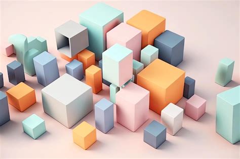 Premium Photo D Render Abstract Geometric Background In Pastel Colors