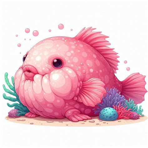 Blobfish Vector Cartoon Illustration Premium AI Generated Vector