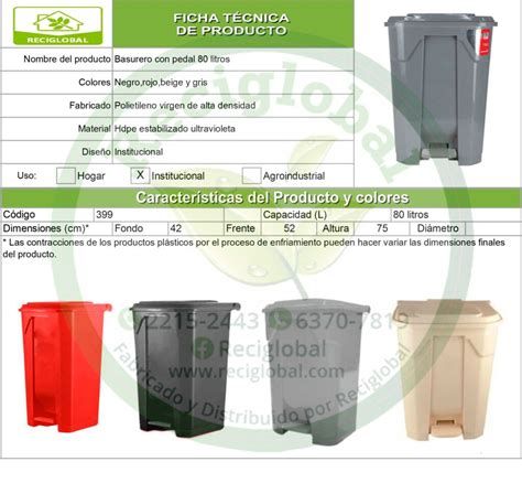 Basurero Con Tapa Y Pedal Litros Cod Basureros Para Reciclaje