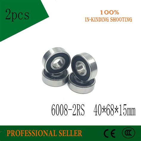 2pcs 6008RS Bearing 40*68*15mm Deep Groove 6008 2RS Ball Bearings ...