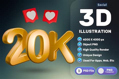 Premium Psd D K Followers High Quality Icon Render