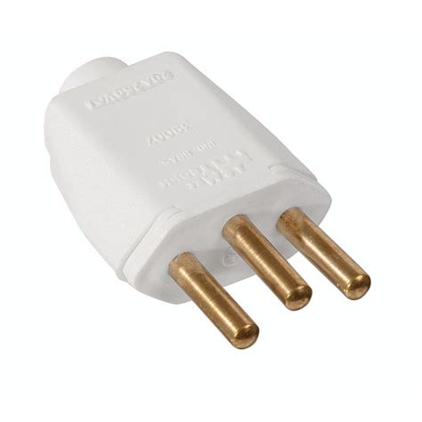 Plug Macho 3p 10a Retangular Branco 39184 Mec Tronic Armazém Coral