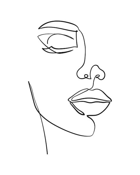 Premium Vector One Line Drawing Face Abstract Woman Portrait Modern