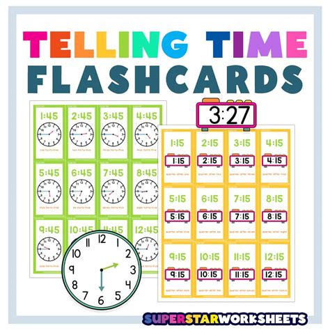 Telling Time Flashcards Superstar Worksheets