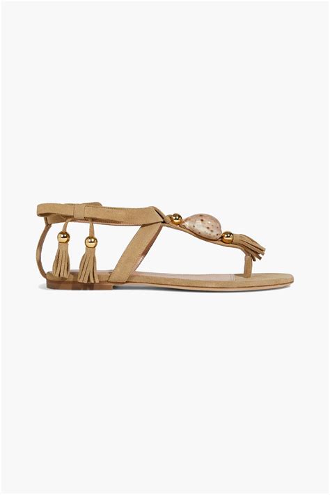 Alberta Ferretti Embellished Suede Sandals The Outnet