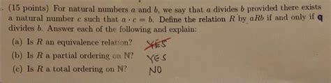 Solved 15 Points For Natural Numbers A And B We Say That Chegg