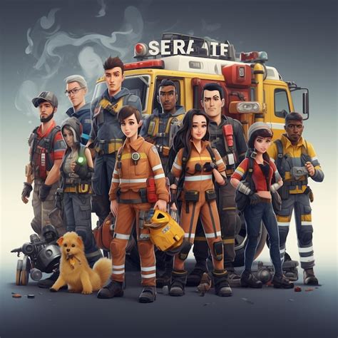 Premium Photo | Rescue team cartoon characters