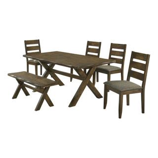 Alston Dining Room Set Knotty Nutmeg And Grey Dining Table Brown