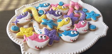 Colorful Baby Shark Cookies Shark Cookies Sugar Cookies Decorated